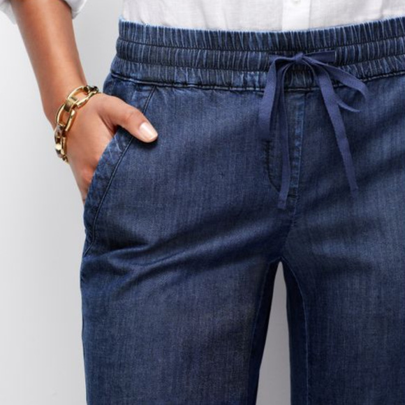 drawstring denim joggers